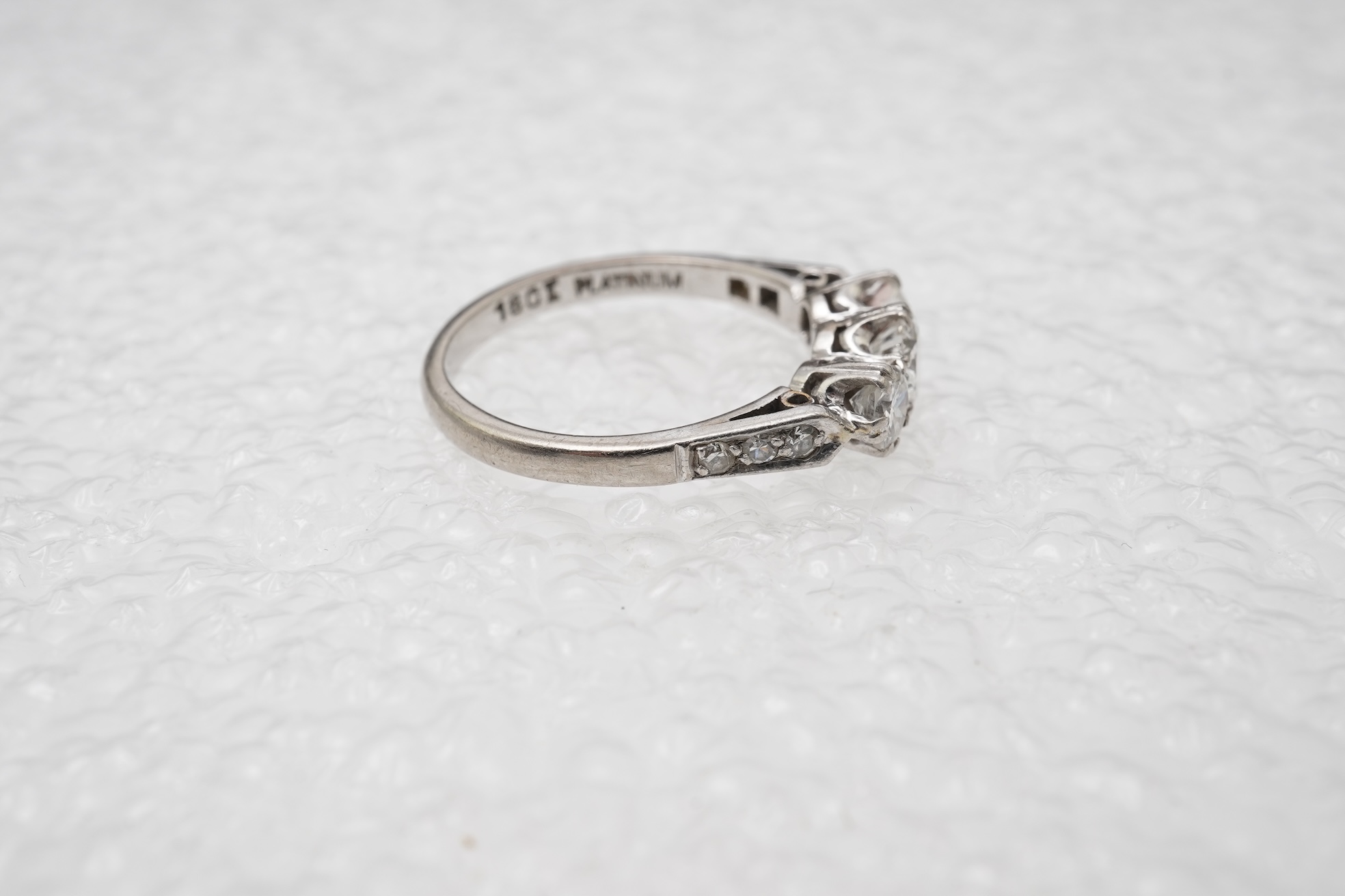 A diamond three-stone ring